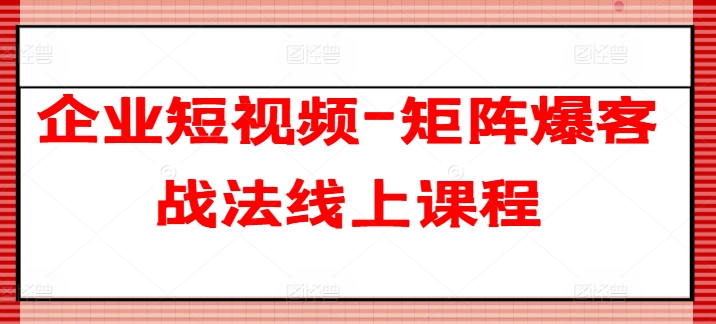 企业短视频-矩阵爆客战法线上课程插图