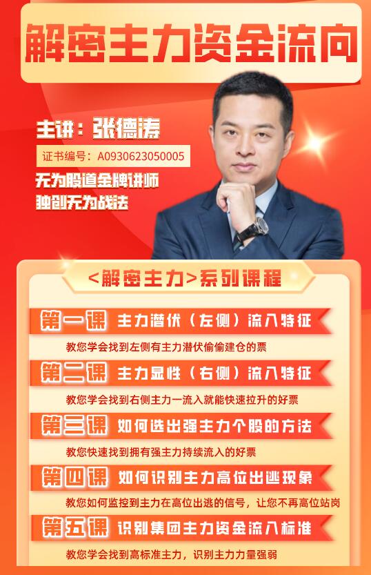 【无为】《无为张德涛老师 解密主力资金流向系列课程》插图