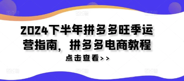 2024下半年拼多多旺季运营指南，拼多多电商教程插图