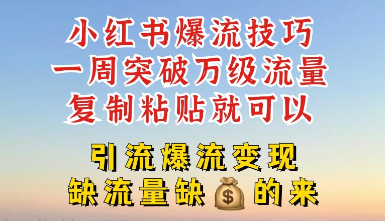 小红书爆流技巧，一周突破万级流量，复制粘贴就可以，引流爆流变现【揭秘】插图