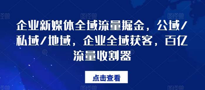 企业新媒体全域流量掘金，公域/私域/地域，企业全域获客，百亿流量收割器插图