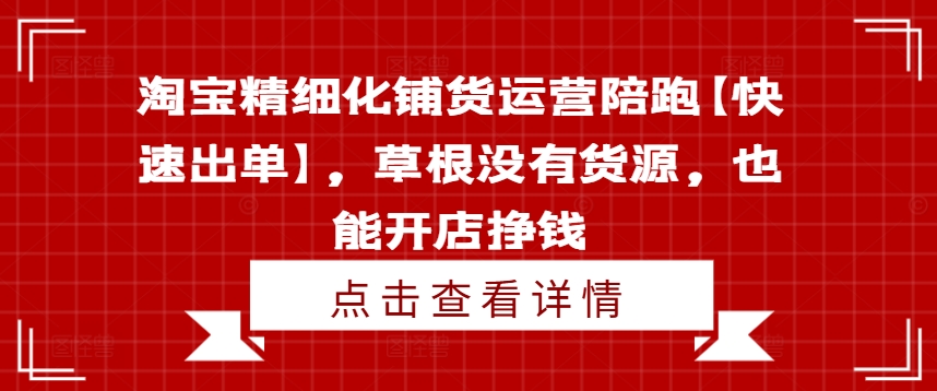 淘宝精细化铺货运营陪跑【快速出单】，草根没有货源，也能开店挣钱插图